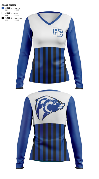Port Chester High School Bowling 50203613 Women's Long Sleeve V-neck Shirt -1 61