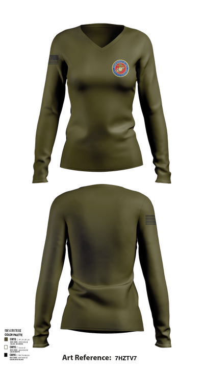 189/34th unit 69510523 Women's Long Sleeve V-neck Shirt - 117
