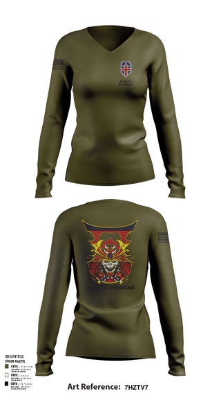 Womens Long Sleeve Vneck Shirt, 343rd Medical Hospital Augmentation Detachment, , Teamtime, Team time, sublimation, custom sports apparel, team uniforms, spirit wear, spiritwear, sports uniforms, custom shirts, team store, custom team store, fundraiser sports, apparel fundraiser