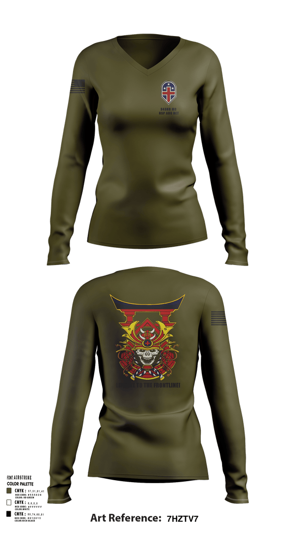 Womens Long Sleeve Vneck Shirt, 343rd Medical Hospital Augmentation Detachment, , Teamtime, Team time, sublimation, custom sports apparel, team uniforms, spirit wear, spiritwear, sports uniforms, custom shirts, team store, custom team store, fundraiser sports, apparel fundraiser