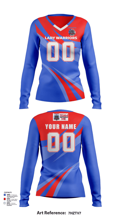 Lady Warriors 17642628 Women's Long Sleeve V-neck Shirt - 123