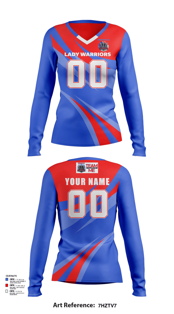 Womens Long Sleeve Vneck Shirt, Lady Warriors, Women's Volleyball, Teamtime, Team time, sublimation, custom sports apparel, team uniforms, spirit wear, spiritwear, sports uniforms, custom shirts, team store, custom team store, fundraiser sports, apparel fundraiser