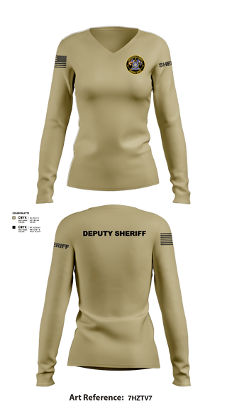 Womens Long Sleeve Vneck Shirt 1, Chesterfield County Sheriff Office, Police, Teamtime, Team time, sublimation, custom sports apparel, team uniforms, spirit wear, spiritwear, sports uniforms, custom shirts, team store, custom team store, fundraiser sports, apparel fundraiser