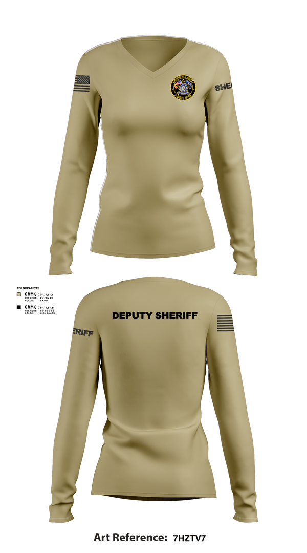 Womens Long Sleeve Vneck Shirt 1, Chesterfield County Sheriff Office, Police, Teamtime, Team time, sublimation, custom sports apparel, team uniforms, spirit wear, spiritwear, sports uniforms, custom shirts, team store, custom team store, fundraiser sports, apparel fundraiser
