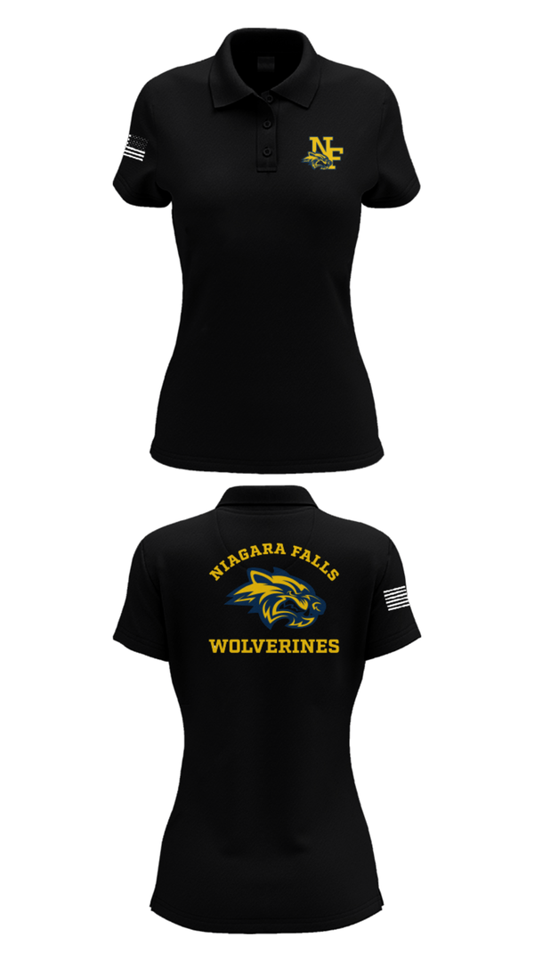 Womens Short Sleeve Performance Polo, Niagara Falls High School Cheer, Cheer, Teamtime, Team time, sublimation, custom sports apparel, team uniforms, spirit wear, spiritwear, sports uniforms, custom shirts, team store, custom team store, fundraiser sports, apparel fundraiser