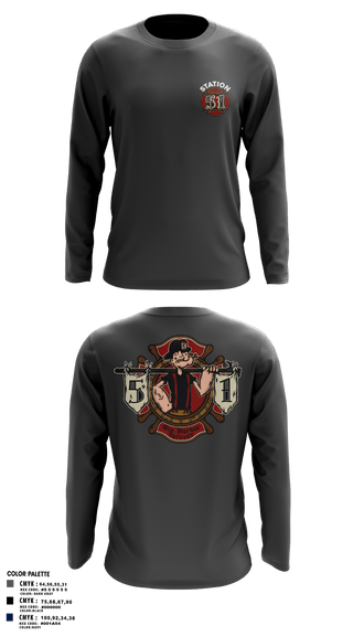 Long Sleeve Performance Shirt, Station 51, Fire Department, Teamtime, Team time, sublimation, custom sports apparel, team uniforms, spirit wear, spiritwear, sports uniforms, custom shirts, team store, custom team store, fundraiser sports, apparel fundraiser