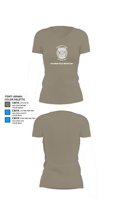 San Marcos Police Mounted Unit 48191371 Women's Short Sleeve V-neck Shirt - 61