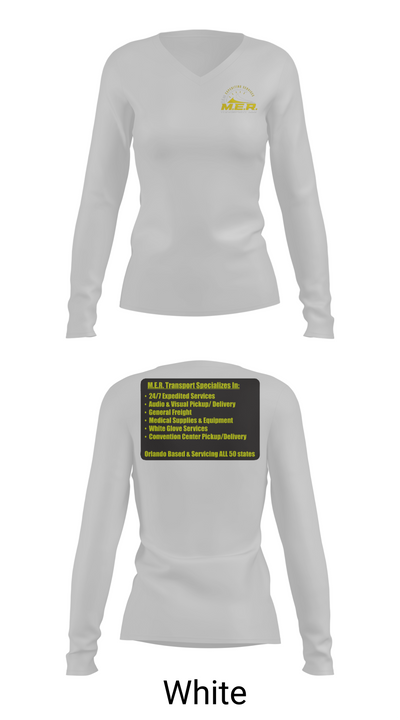 M.E.R. TRANSPORT LLC 858863 Women's Long Sleeve V-neck Shirt - 16