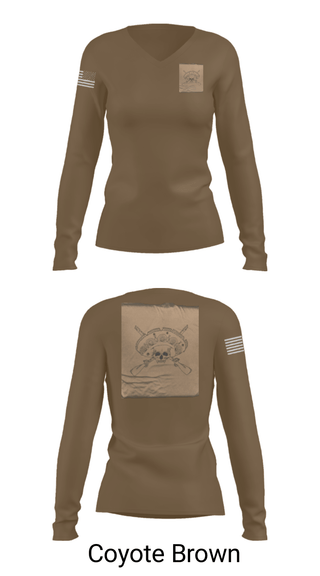 Women's Long Sleeve Vneck Shirt, Los Pistoleros, Army, Teamtime, Team time, sublimation, custom sports apparel, team uniforms, spirit wear, spiritwear, sports uniforms, custom shirts, team store, custom team store, fundraiser sports, apparel fundraiser