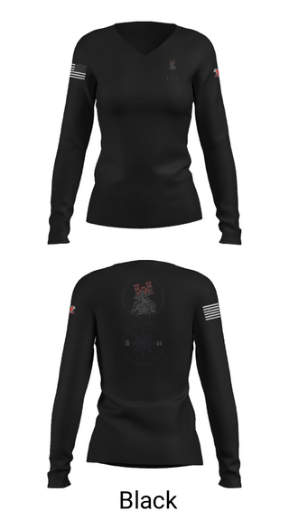 Women's Long Sleeve Vneck Shirt, 205th HHC, National Guard, Teamtime, Team time, sublimation, custom sports apparel, team uniforms, spirit wear, spiritwear, sports uniforms, custom shirts, team store, custom team store, fundraiser sports, apparel fundraiser