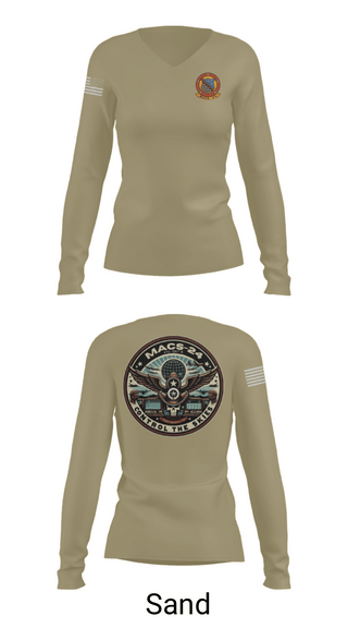Women's Long Sleeve Vneck Shirt, MACS 24 ATC Detachment A, Marines, Teamtime, Team time, sublimation, custom sports apparel, team uniforms, spirit wear, spiritwear, sports uniforms, custom shirts, team store, custom team store, fundraiser sports, apparel fundraiser