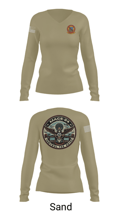 MACS 24 ATC Detachment A 44411642 Women's Long Sleeve V-neck Shirt - 97