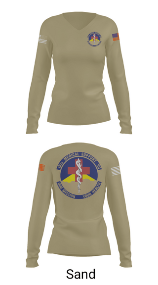 Women's Long Sleeve Vneck Shirt, 18 MDSS, Air Force, Teamtime, Team time, sublimation, custom sports apparel, team uniforms, spirit wear, spiritwear, sports uniforms, custom shirts, team store, custom team store, fundraiser sports, apparel fundraiser