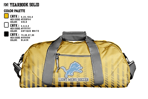 Duffle Bag, lions, Men's Soccer, Teamtime, Team time, sublimation, custom sports apparel, team uniforms, spirit wear, spiritwear, sports uniforms, custom shirts, team store, custom team store, fundraiser sports, apparel fundraiser