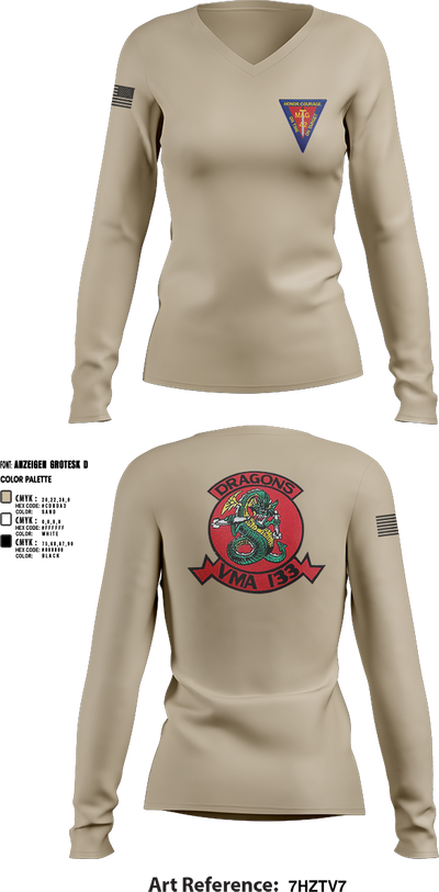 MAG-42 VMA-133 60916507 Women's Long Sleeve V-neck Shirt - 3
