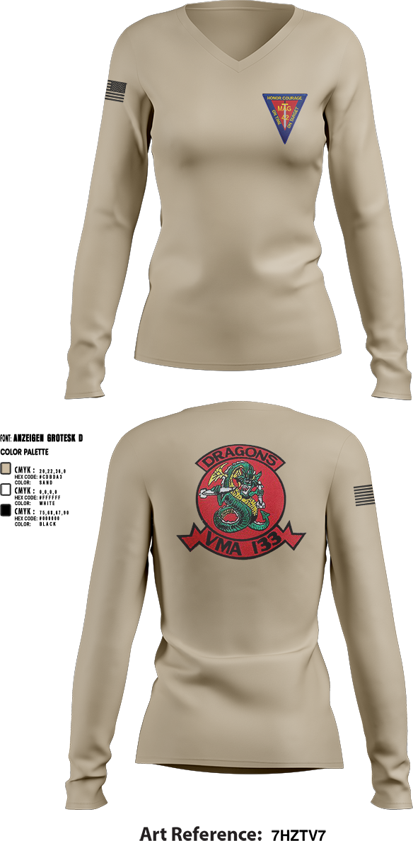 Womens Long Sleeve Vneck Shirt, MAG-42 VMA-133, , Teamtime, Team time, sublimation, custom sports apparel, team uniforms, spirit wear, spiritwear, sports uniforms, custom shirts, team store, custom team store, fundraiser sports, apparel fundraiser