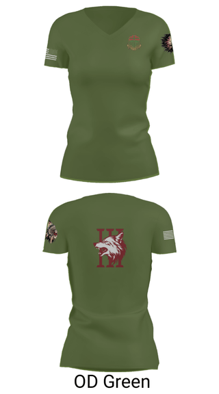 Women's Short Sleeve Vneck Shirt, Apache company, 4-6 IN, Army, Teamtime, Team time, sublimation, custom sports apparel, team uniforms, spirit wear, spiritwear, sports uniforms, custom shirts, team store, custom team store, fundraiser sports, apparel fundraiser