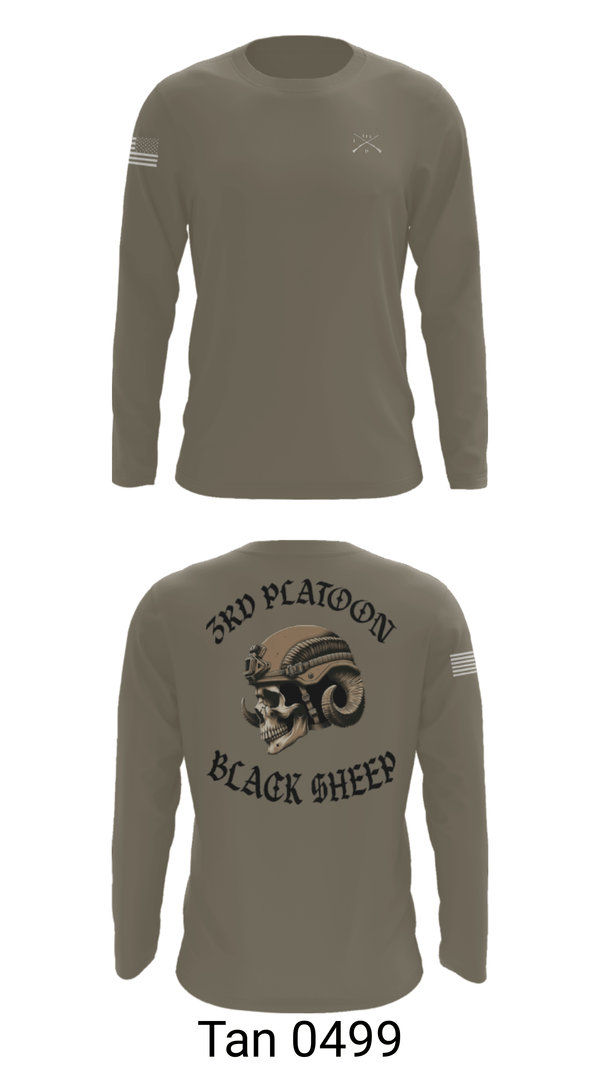 Long Sleeve Performance Shirt, 3rd PLT Black Sheep, Army, Teamtime, Team time, sublimation, custom sports apparel, team uniforms, spirit wear, spiritwear, sports uniforms, custom shirts, team store, custom team store, fundraiser sports, apparel fundraiser