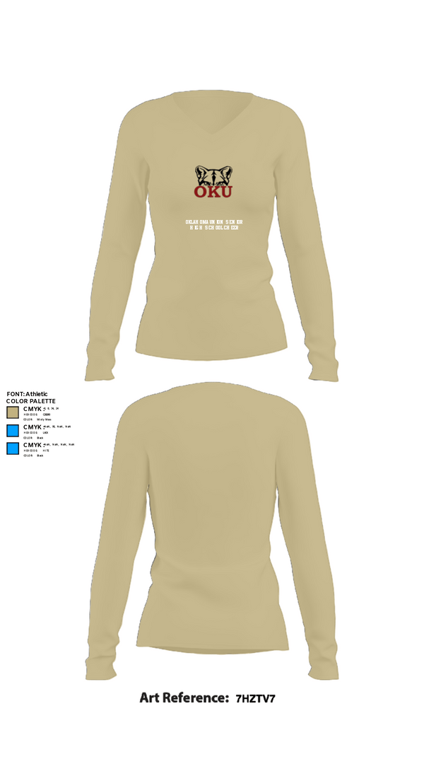 Womens Long Sleeve Vneck Shirt, Oklahoma Union Senior High School Cheer, Cheer, Teamtime, Team time, sublimation, custom sports apparel, team uniforms, spirit wear, spiritwear, sports uniforms, custom shirts, team store, custom team store, fundraiser sports, apparel fundraiser