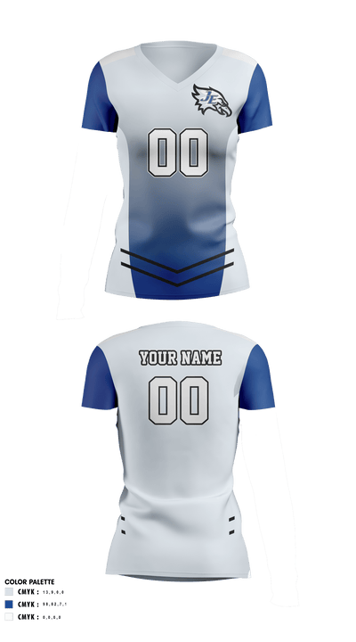Jordan-Elbridge High School Volleyball 82166232 Women's Short Sleeve V-neck Shirt - 42