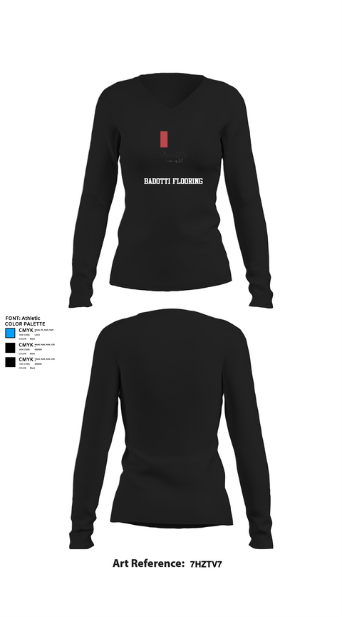 Womens Long Sleeve Vneck Shirt 1, Badotti Flooring, , Teamtime, Team time, sublimation, custom sports apparel, team uniforms, spirit wear, spiritwear, sports uniforms, custom shirts, team store, custom team store, fundraiser sports, apparel fundraiser