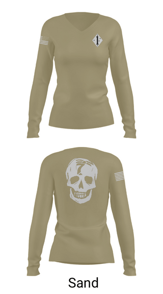 Womens Long Sleeve Vneck Shirt, 3/7 Kilo 3rd, Marines, Teamtime, Team time, sublimation, custom sports apparel, team uniforms, spirit wear, spiritwear, sports uniforms, custom shirts, team store, custom team store, fundraiser sports, apparel fundraiser