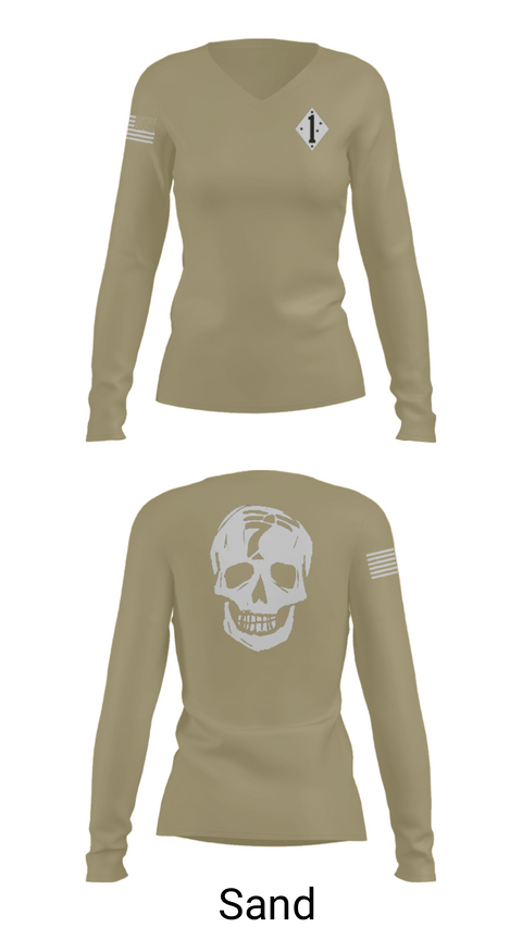 Womens Long Sleeve Vneck Shirt, 3/7 Kilo 3rd, Marines, Teamtime, Team time, sublimation, custom sports apparel, team uniforms, spirit wear, spiritwear, sports uniforms, custom shirts, team store, custom team store, fundraiser sports, apparel fundraiser