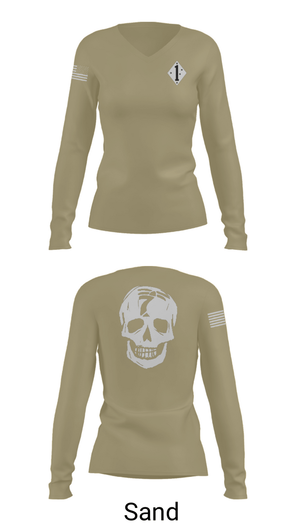 Womens Long Sleeve Vneck Shirt, 3/7 Kilo 3rd, Marines, Teamtime, Team time, sublimation, custom sports apparel, team uniforms, spirit wear, spiritwear, sports uniforms, custom shirts, team store, custom team store, fundraiser sports, apparel fundraiser
