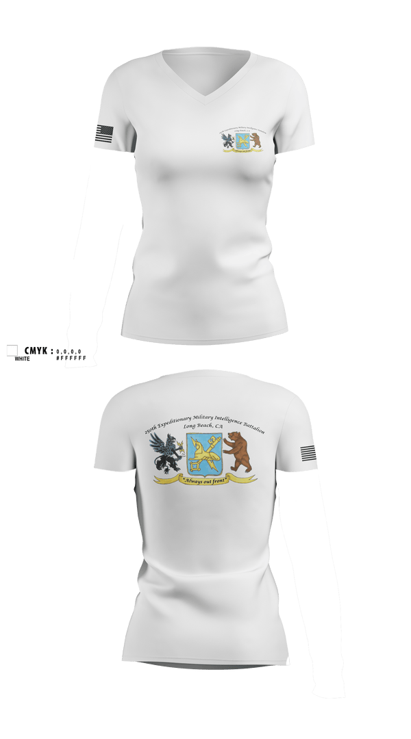 Womens Short Sleeve Vneck Shirt, 250th Military Intelligence Battalion, National Guard, Teamtime, Team time, sublimation, custom sports apparel, team uniforms, spirit wear, spiritwear, sports uniforms, custom shirts, team store, custom team store, fundraiser sports, apparel fundraiser