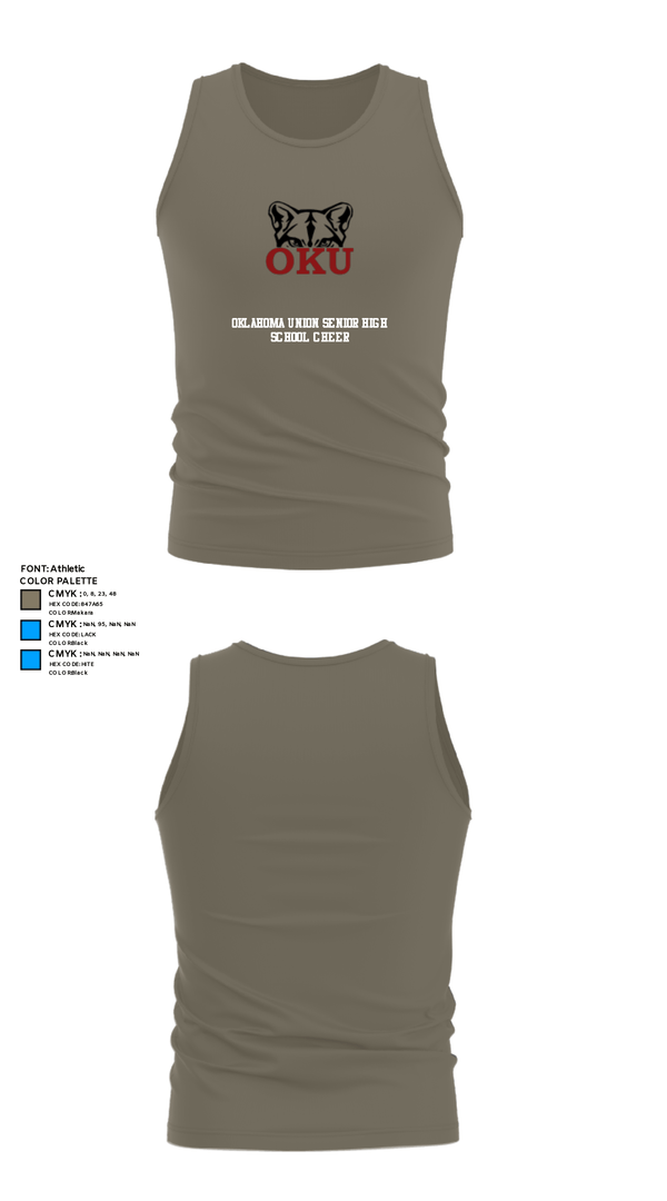 Tank Top, Oklahoma Union Senior High School Cheer, Cheer, Teamtime, Team time, sublimation, custom sports apparel, team uniforms, spirit wear, spiritwear, sports uniforms, custom shirts, team store, custom team store, fundraiser sports, apparel fundraiser
