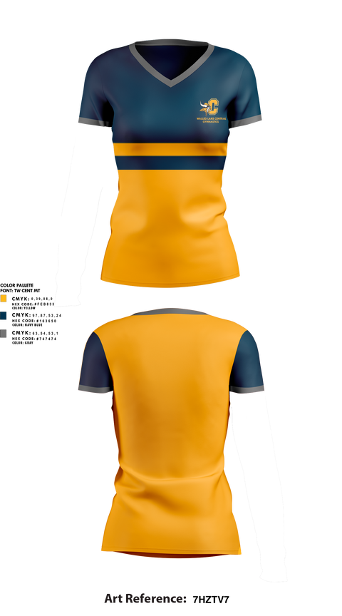 Womens Short Sleeve Vneck Shirt, Walled Lake Central Gymnastics, Spirit Store, Teamtime, Team time, sublimation, custom sports apparel, team uniforms, spirit wear, spiritwear, sports uniforms, custom shirts, team store, custom team store, fundraiser sports, apparel fundraiser