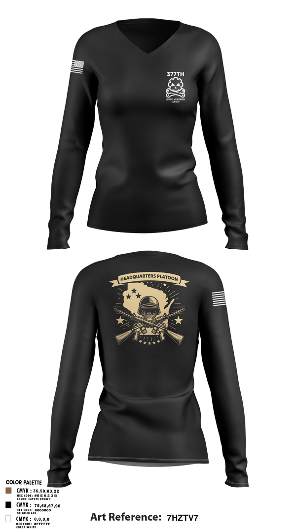 Womens Long Sleeve Vneck Shirt 1, 377th SMC, Army, Teamtime, Team time, sublimation, custom sports apparel, team uniforms, spirit wear, spiritwear, sports uniforms, custom shirts, team store, custom team store, fundraiser sports, apparel fundraiser