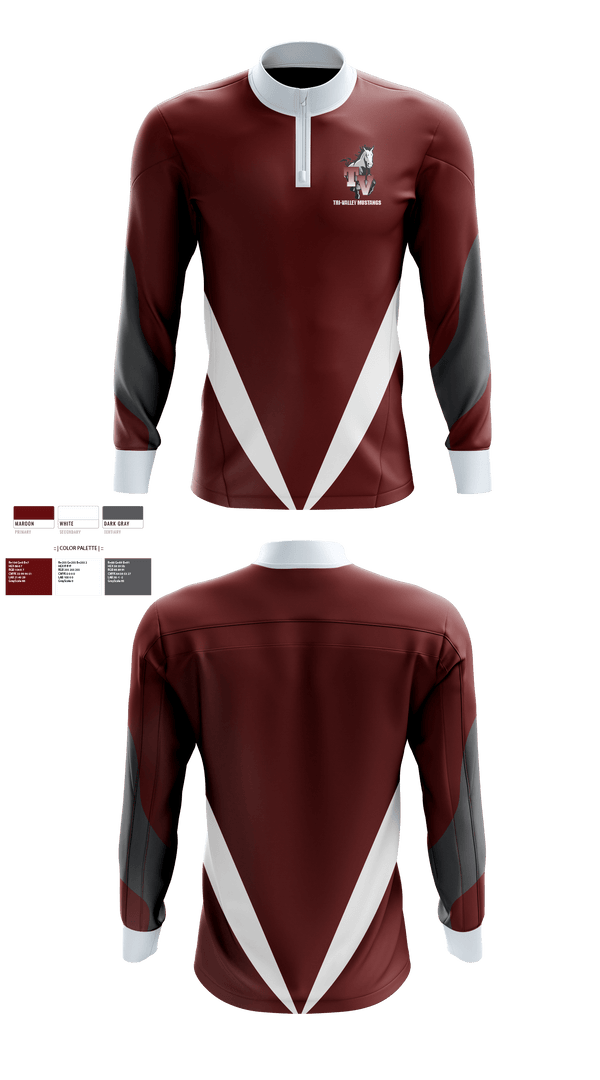 Quarter Zip Jacket, Tri-Valley Mustangs, Spirit Store, Teamtime, Team time, sublimation, custom sports apparel, team uniforms, spirit wear, spiritwear, sports uniforms, custom shirts, team store, custom team store, fundraiser sports, apparel fundraiser