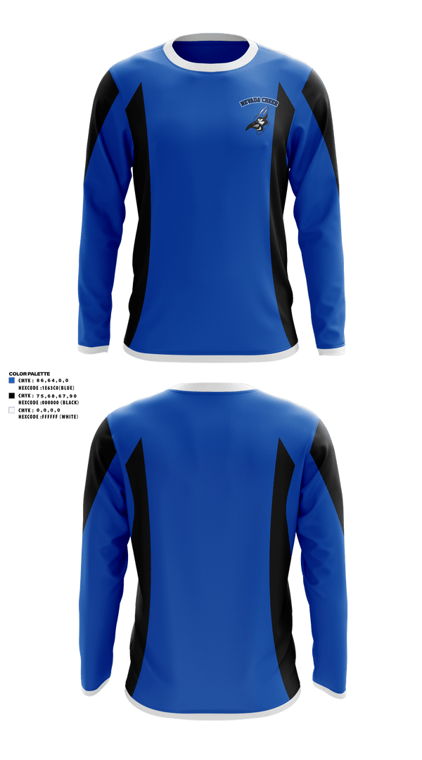 Long Sleeve Performance Shirt, Nevada High School Cheer, Cheer, Teamtime, Team time, sublimation, custom sports apparel, team uniforms, spirit wear, spiritwear, sports uniforms, custom shirts, team store, custom team store, fundraiser sports, apparel fundraiser