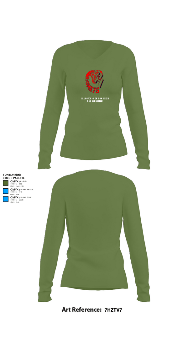 Womens Long Sleeve Vneck Shirt, Hanover-Horton High School Soccer, Women's Soccer, Teamtime, Team time, sublimation, custom sports apparel, team uniforms, spirit wear, spiritwear, sports uniforms, custom shirts, team store, custom team store, fundraiser sports, apparel fundraiser