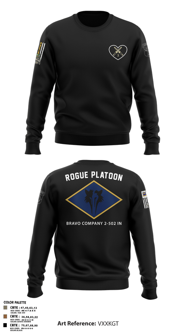 Crew Neck Sweatshirt, B. CO 2-502, Army, Teamtime, Team time, sublimation, custom sports apparel, team uniforms, spirit wear, spiritwear, sports uniforms, custom shirts, team store, custom team store, fundraiser sports, apparel fundraiser