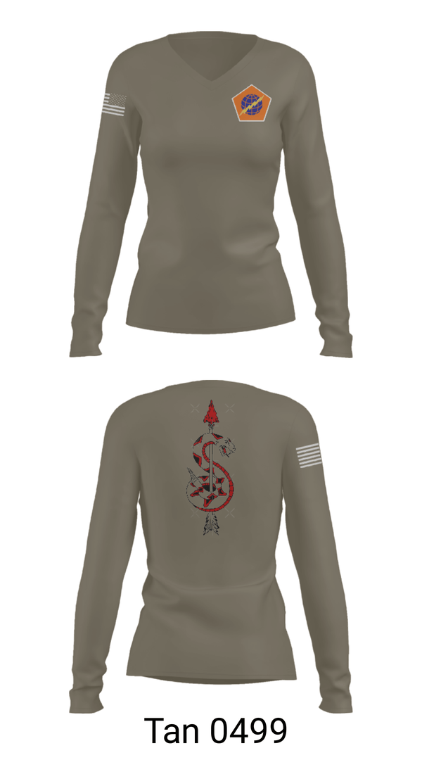 Women's Long Sleeve Vneck Shirt, 98th Expeditionary Signal Battalion, Army, Teamtime, Team time, sublimation, custom sports apparel, team uniforms, spirit wear, spiritwear, sports uniforms, custom shirts, team store, custom team store, fundraiser sports, apparel fundraiser