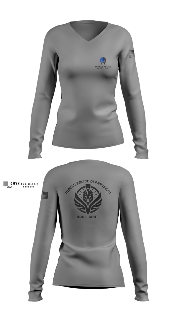 Women's Long Sleeve Vneck Shirt, TPD Adam Shift, Police, Teamtime, Team time, sublimation, custom sports apparel, team uniforms, spirit wear, spiritwear, sports uniforms, custom shirts, team store, custom team store, fundraiser sports, apparel fundraiser