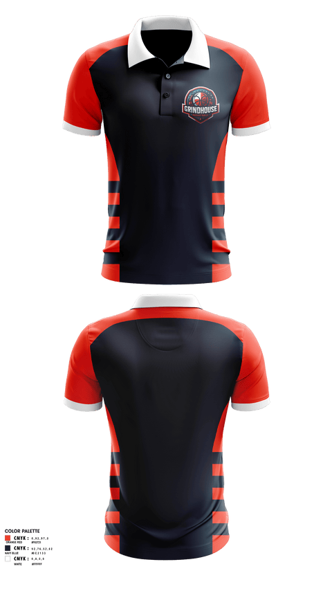Short Sleeve Performance Polo, Grindhouse Hoops, Men's Basketball, Teamtime, Team time, sublimation, custom sports apparel, team uniforms, spirit wear, spiritwear, sports uniforms, custom shirts, team store, custom team store, fundraiser sports, apparel fundraiser