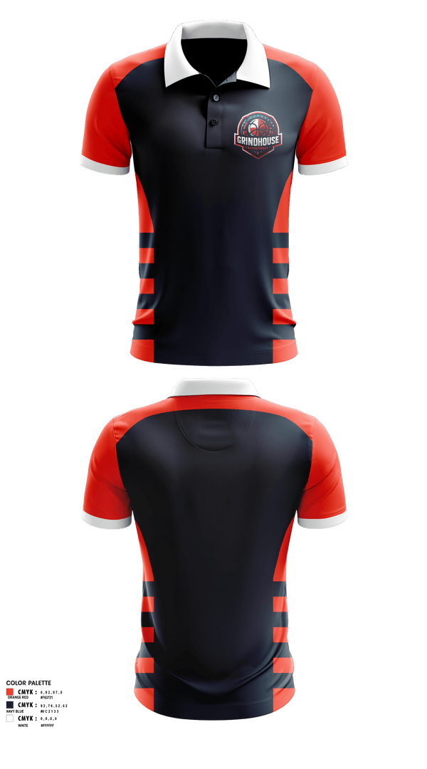 Short Sleeve Performance Polo, Grindhouse Hoops, Men's Basketball, Teamtime, Team time, sublimation, custom sports apparel, team uniforms, spirit wear, spiritwear, sports uniforms, custom shirts, team store, custom team store, fundraiser sports, apparel fundraiser