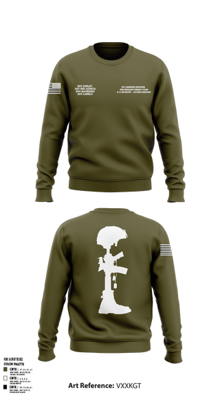 Crew Neck Sweatshirt, 1st Armored Division - 3rd Brigade Combat Team - 2-5 Infantry Action Company, Army, Teamtime, Team time, sublimation, custom sports apparel, team uniforms, spirit wear, spiritwear, sports uniforms, custom shirts, team store, custom team store, fundraiser sports, apparel fundraiser