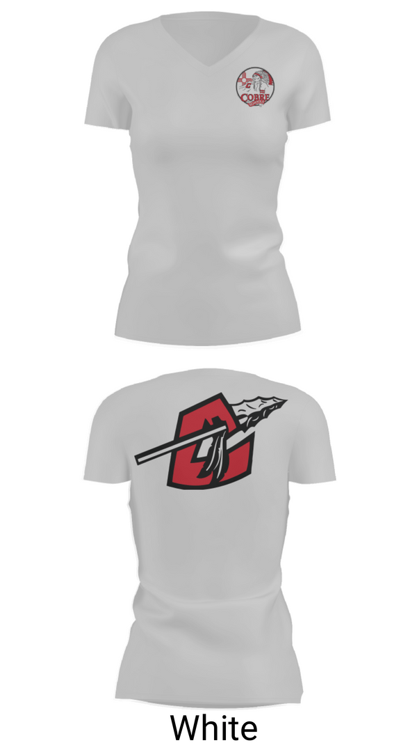 Womens Short Sleeve Vneck Shirt, Cobre High School Cheer, Cheer, Teamtime, Team time, sublimation, custom sports apparel, team uniforms, spirit wear, spiritwear, sports uniforms, custom shirts, team store, custom team store, fundraiser sports, apparel fundraiser