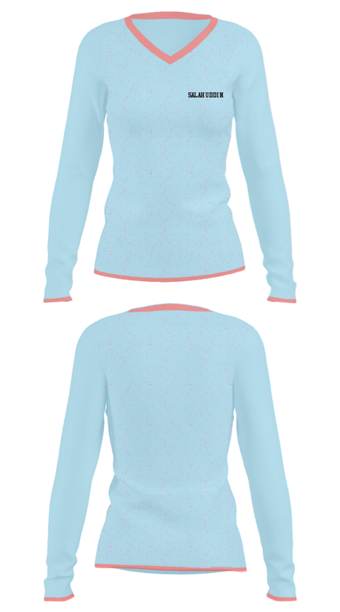 Women's Long Sleeve Vneck Shirt, Salahuddin, Golf, Teamtime, Team time, sublimation, custom sports apparel, team uniforms, spirit wear, spiritwear, sports uniforms, custom shirts, team store, custom team store, fundraiser sports, apparel fundraiser