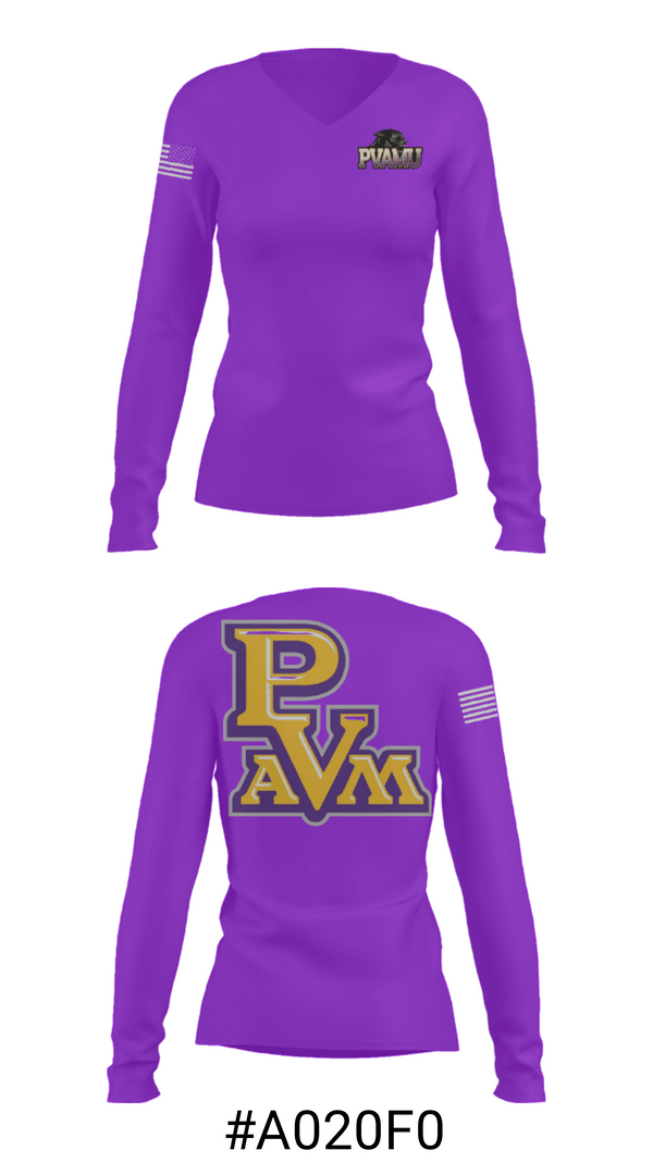 Women's Long Sleeve Vneck Shirt, Prairie View A&M University Tennis, Tennis, Teamtime, Team time, sublimation, custom sports apparel, team uniforms, spirit wear, spiritwear, sports uniforms, custom shirts, team store, custom team store, fundraiser sports, apparel fundraiser