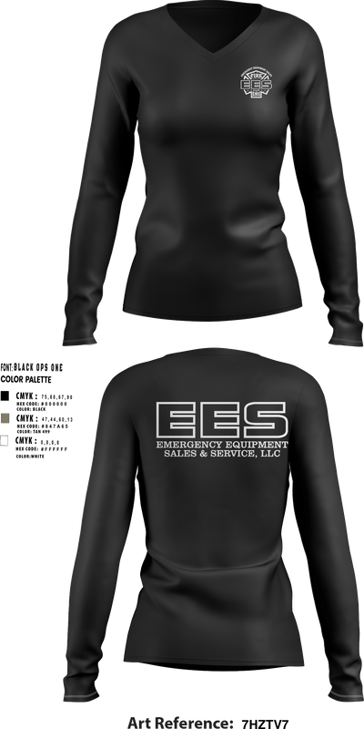 Emergency Equipment Sales & Service 90010417 Women's Long Sleeve V-neck Shirt - 3