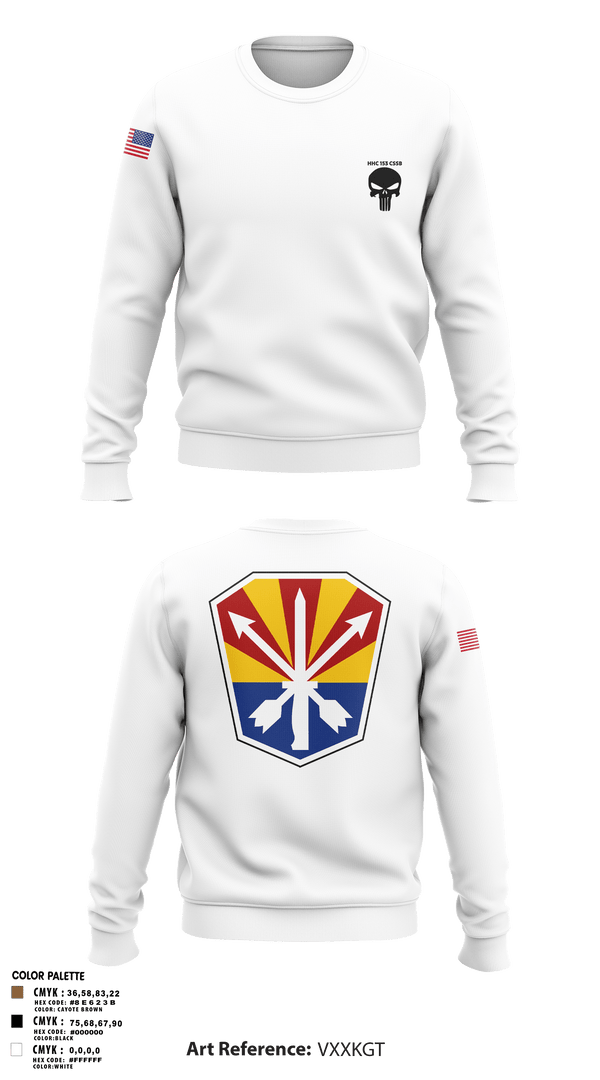 Crew Neck Sweatshirt, HHC 153 CSSB, National Guard, Teamtime, Team time, sublimation, custom sports apparel, team uniforms, spirit wear, spiritwear, sports uniforms, custom shirts, team store, custom team store, fundraiser sports, apparel fundraiser