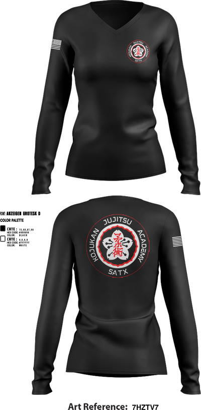 Kojukan JuJitsu 34454400 Women's Long Sleeve V-neck Shirt - 2