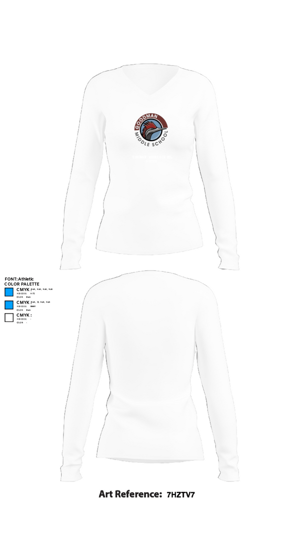Womens Long Sleeve Vneck Shirt, Goodman Middle School Soccer, Men's Soccer, Teamtime, Team time, sublimation, custom sports apparel, team uniforms, spirit wear, spiritwear, sports uniforms, custom shirts, team store, custom team store, fundraiser sports, apparel fundraiser