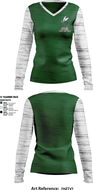 Womens Long Sleeve Vneck Shirt, Highland High School Track and Field, Track & Field, Teamtime, Team time, sublimation, custom sports apparel, team uniforms, spirit wear, spiritwear, sports uniforms, custom shirts, team store, custom team store, fundraiser sports, apparel fundraiser