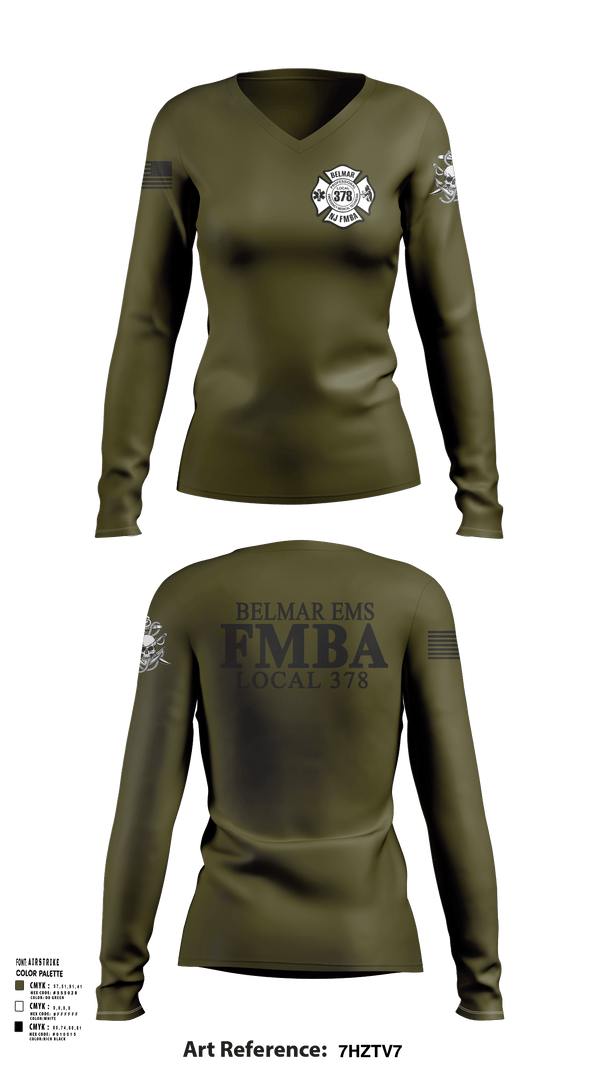 Womens Long Sleeve Vneck Shirt 1, Belmar FMBA, Fire Department, Teamtime, Team time, sublimation, custom sports apparel, team uniforms, spirit wear, spiritwear, sports uniforms, custom shirts, team store, custom team store, fundraiser sports, apparel fundraiser